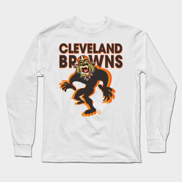 Cleveland Browns BullDawg Whoosh Growler Long Sleeve T-Shirt by Goin Ape Studios